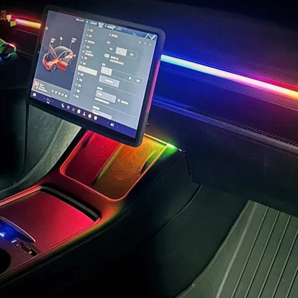 VASTZ RGB Ambient Light Kit for Tesla Model Y/3/Highland - Dashboard & Center Console LED Strips with APP Control