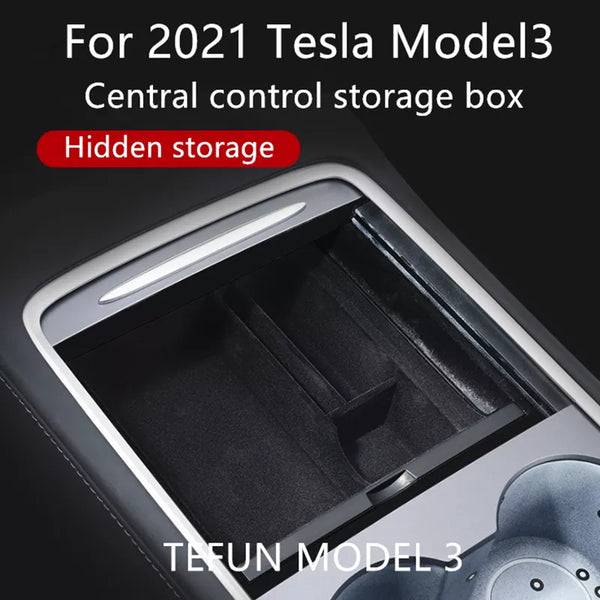 2021-2023 Tesla Model 3/Y Central Armrest Organizer - Flocking/ABS Storage Solution